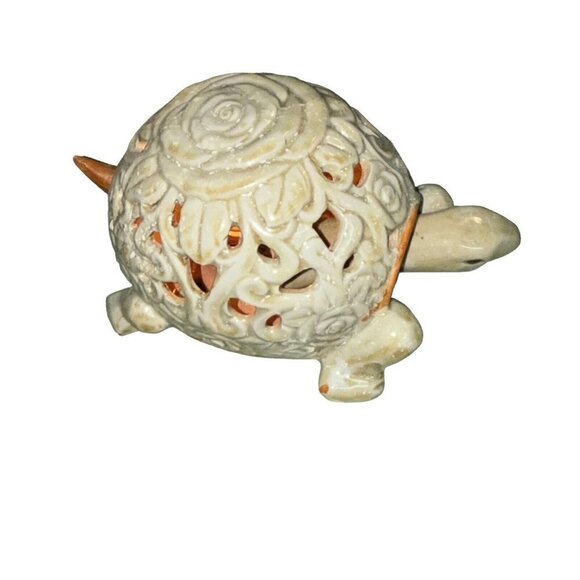 Vintage Decorative Turtle Lamp Glazed Ceramic with Perforations Swivel Head - Picture 10 of 11
